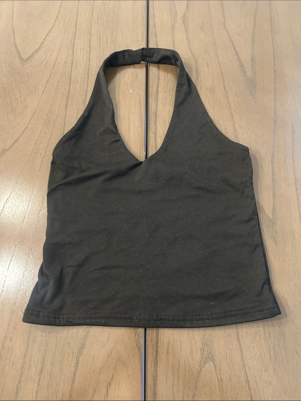 Black Halter V-Neck Crop Top - Women's